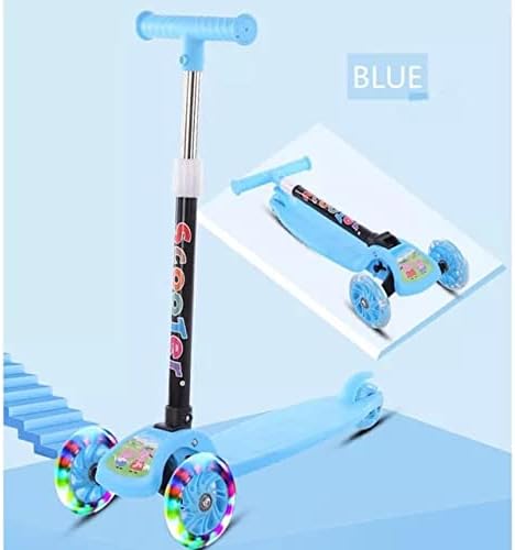 MetroBuzz Smart Kick Scooter, 3 Adjustable Height, Foldable , Multicolor Flashing LED Light with PVC Wheels for Kids (3 to 8 Years) SK07 (Blue)