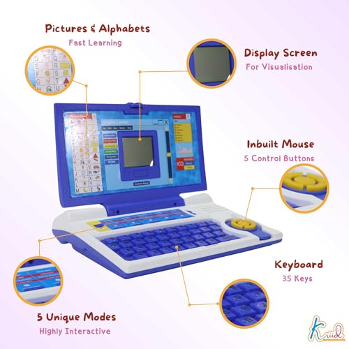 Image of Mickey Educational Laptop for Kids Age 3+ | 20 Learning Activities for Alphabet, Math & Logic | Interactive Screen & Mouse Control | Memory Skill Development Toy Gift | Mickey Theme (Red)