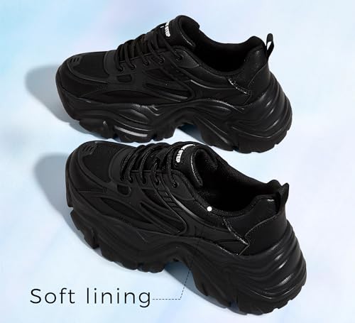 LUCKY STEP Chunky Sneakers for Women Platform Tennis Fashion White Dad Shoes Mesh Breathable Casual Wedge Lace Up Walking Sneakers3