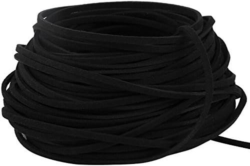 Navifoce Genuine Flat Suede Leather Cord Lace Beading Craft Thread String, 3mm, 20m Spool (Black)