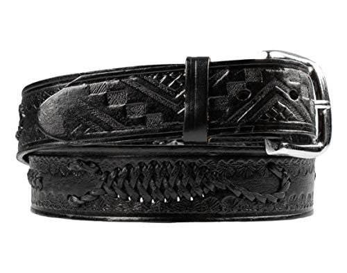 Men's Western Cowboy Belt Woven Scorpion Design Genuine Leather2