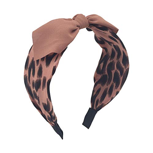 MHDGG Headband for Women Leopard Print Knotted Bows Turban Headbands Headwraps Cheetah Hair Bands Hair Accessories,Pink