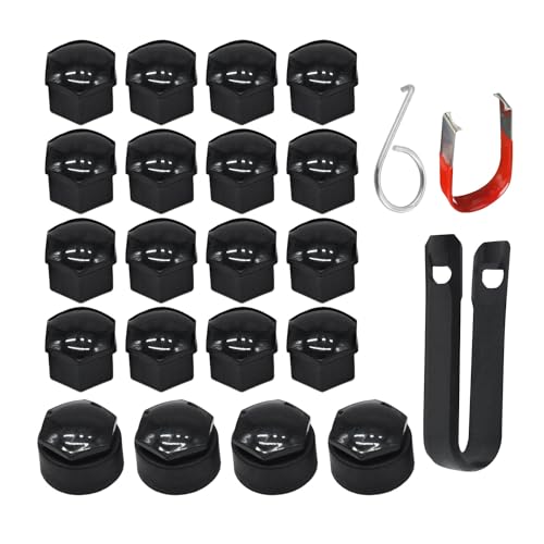 MEMOFYND 1 jeu de cache-écrous de roue de voiture de 17 mm, outil pour enlever les écrous de roue, convient à la plupart des accessoires de voiture (noir)