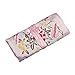 WEI LONG@Jewelry Roll, Travel Jewelry Roll Bag,Silk Embroidery Brocade Jewelry Organizer Case with Tie Close (Blossom, Pink)