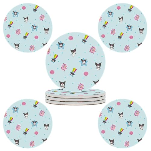 クロミ コースター 陶製 丸型 直径10.3cm 4枚/6枚セット 飲み物用コースター 断熱パッド 耐熱 防水 おしゃれ 贈り物 滑り止め カップマット セラミック 唱片模様 家庭用 オフィス用 新築祝い プレゼント