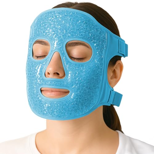 Perfect Remedy フェイスクーリングマスク 繰り返し使用可能 クールジェルマスク 温冷感でリフレッシュ リラックスケアマスク 男女兼用（ブルー）の画像