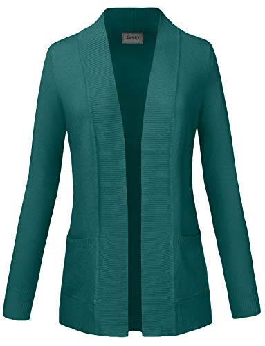 J. LOVNY Women's Open Front Draped Knit Long Sleeve Pocket Sweater Cardigan (S-3XL)