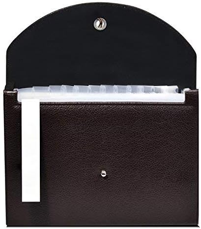 FHEAL Expanding File Folders PU Leather 13 Pockets Jackets A4 Letter Size Accordion Business File Organizer Professional Organizer Document with Tab (Brown 1 Pack 13 Pockets)