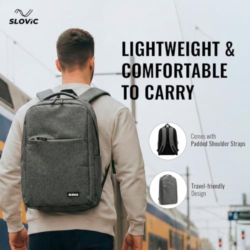 Image of SLOVIC Laptop Bag [25 LTR] | Laptop Bag for Men Office Use with Padded Shoulder Straps | Multi Compartments Travel Bag for Man & Women with Bottle Pocket & Side Pocket | Grey