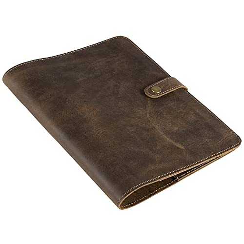 Elizo A5 Leather Notebook Cover - A5 Leather Journal Cover - Planner Cover - Leather Spiral Notebook Cover - Large Refillable Leather Book Cover - Leather Bible Cover - Fits 6.2 x 8.5 A5 Notebooks