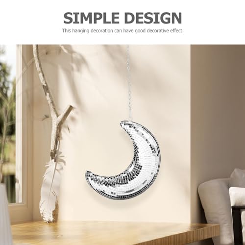 Decoración colgante en forma de luna para discoteca, espejo reflectante plateado para fiestas disco, bodas, cumpleaños y festivales, decoración ligera para celebraciones glamorosas miniatura 4