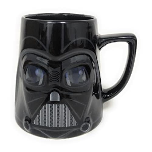 Taza Desayuno Cerámica Darth Vader - Star wars - 10 cm altura - 350 ml - Mugs con Relieve del Personajes de Star Wars Darth Vader