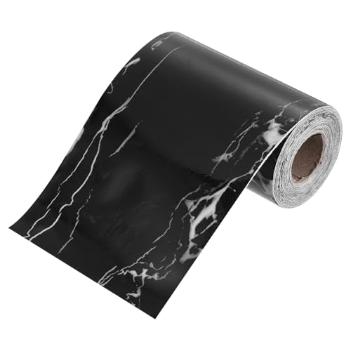 QUARKZMAN Papel De Mármol Negro De 3.94 X 33 Pies, Cinta De Grano De Madera Autoadhesiva Pegatina De Borde De Papel Tapiz De Mármol Parche De Reparación De Grano De Madera