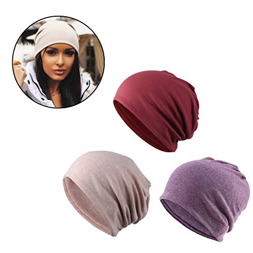 #N/A 3 Peças Femininas Slouchy Gorros Chapéu Alongamento Casual Verão Chapéu Touca Boné