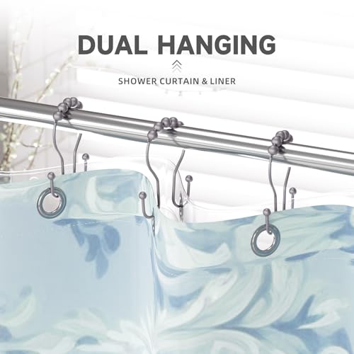 Bathway Shower Curtain Hooks, Shower Curtain Rings Rust Proof Double Hook Shower Curtain Hooks, 12 Pcs Grey Shower Hooks for Shower Curtain, Shower Rings for Curtain, Metal Shower Rod Hooks by Bathway - Image 5