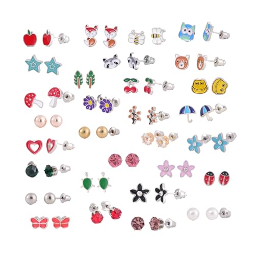 Pendientes de acero inoxidable de mujer con diseños de rana raposo y seta joyería ligera