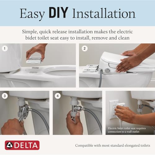 Delta Faucet Refresh Premium Elongated Electric Bidet Toilet Seat, Warm Water Bidet, Heated Seat Bidet, Bidet Attachment for Toilet, Toilet Seat Bidet, Bidet Toilet Seat Elongated, White 893006E-WH thumbnail 7