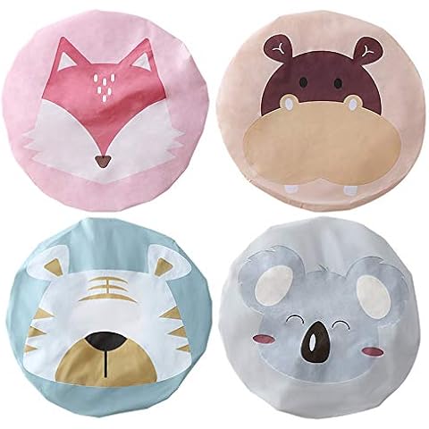 Elinala Shower Cap, Shower Caps for Women, 4PCS Cute Cartoon Reusable Waterproof Elastic PEVA Thickened Shower Cap for Women and Children Cover
