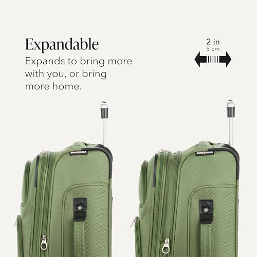 Image of SWISSGEAR Sion Softside Expandable Spinner Luggage Durable Lightweight Travel Suitcase, Evergreen, 3-Piece Set (Carry-On /Medium /Large)