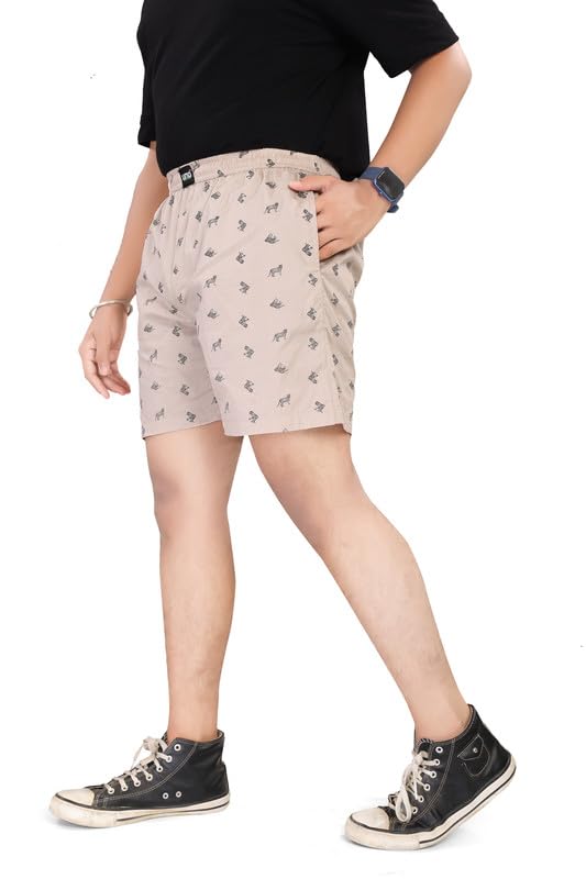 Image of UNOseven Shorts for Boys - 100% Cotton Printed with Side Pockets - Pack of 2 - Available from Size 7 Years to XL