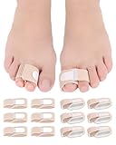 Uwbettry 12 Pack Fabric Hammer Toe Correctors, Hammertoe Straightener, Reusable Toe Buddy Wrap Protective Broken Toe Wraps, Toe Splint for Broken Toe, Crooked toes, Bent Toes