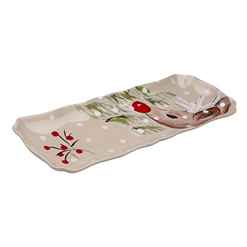 CasafinaDeer Friends Rectangular Tray / Platter Linen - Holiday /Season Festive Platter #Df625-lin