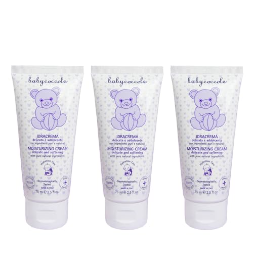 Babycoccole KIT 3 IDRA CREMA DELICATA ADDOLCENTE per Neonati e Bambini. Idratante con Ingredienti Puri e Naturali di Origine Vegetale. Dermatologicamente Testata per Pelli Delicate Sensibili. 3x75ml