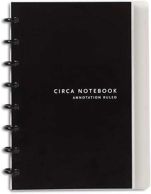 Levenger Circa Annotation 1/4-Inch Ruled Customizable Journal with Hard Plastic Cover, 1/2-Inch Discs, Lette