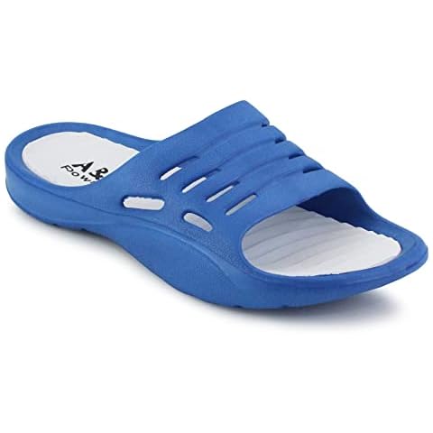 Womens Lightweight Sliders EVA Slip On Ladies Pool Slides Beach Sandals Water Shower Indoor Slipper Bathroom Mules (Blue/White, uk_footwear_size_system, adult, women, numeric, medium, numeric_6) Cover