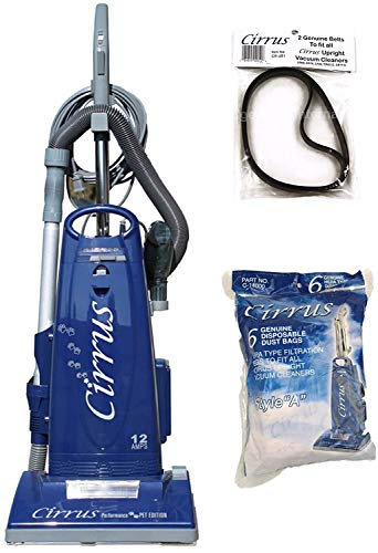Cirrus CR99 Odor Eliminating Performance Pet Bagged Upright Vacuum Cleaner | Pet Hair Turbo Tool, 33 Power Cord, Metal Telescopic Wand and Auto Height Adjuster| 6 Bags and 2 Belts Included