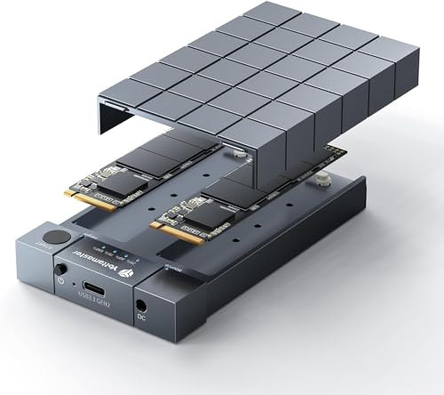 Yottamaster Dual-Bay M.2 NVMe Cloner Duplicator, Aluminum Alloy Offline Cloning Docking Station, 10Gbps USB C to NVME SSD Enclosure Hot Swappabe for NVMe PCIe Size 2230/2242/2260/2280 (up to 8TB)