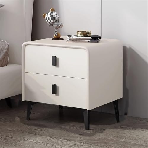 HJYBFA Mesa Auxiliar Moderna de Madera Dormitorio con cajón, Ideal para vestidor y Sala de Estar (Blanca, 45 x 40 x 50 cm)