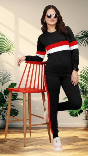Image of SIRGO Women's Trendy Black Tracksuit Set for Gym Workout Jogging Running Sports Casual Wear | Full Sleeve Top with Track Pants.