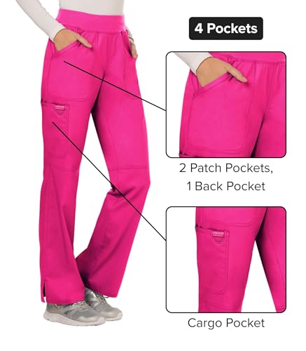 Image of Cherokee Women Scrub Pant with Straight Leg Pull-on Pant Medical Bottom with 4 Pocket & 2-Way Stretch Fabric - WW110 | 2-way Stretch Fabric, Pull-on Medical Bottom, Comfort Waistband, Knit Waist, Easy Care, Built For Healthcare Professionals