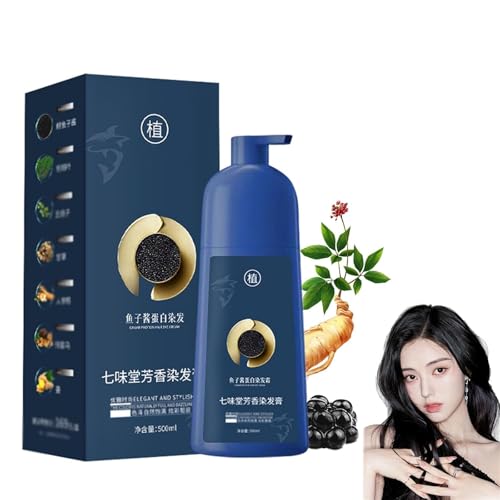 ERISAMO ZhiHuaShi Caviar Protein Hair Dye, Black, Natural, Liquid, Easy Application, Nourishing, Temporary, All Hair Colors, All Hair Types