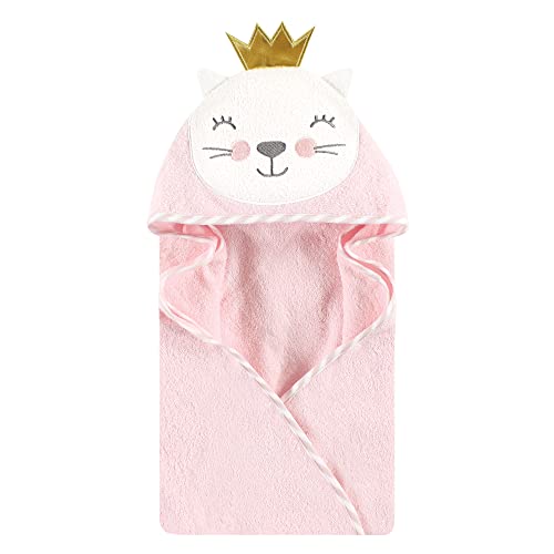 Image of Hudson Baby Unisex Baby Cotton Animal Face Hooded Towel, Cat Princess, One Size
