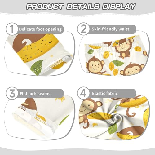 Monkey Cute Leaf Banana Girls Leggings Kids Yoga Pants Dance Active Tights 4T3