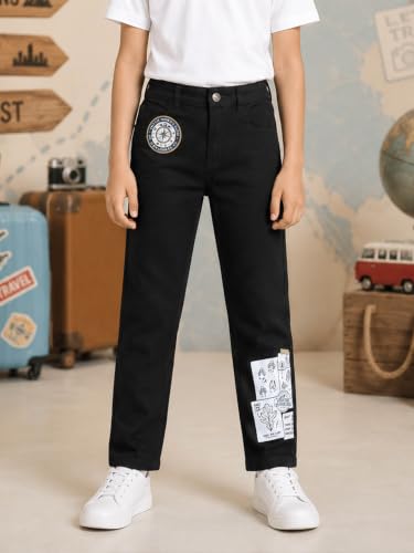 Image of KiddoPanti Boys Regular Fit Denim Pant | Stretch Poly Cotton Denim | Regular Fit Full Length Pant | Back Elasticated & Button with Zip Open Fly
