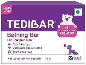 Tedibar Moisturising Baby Bathing Bar with Skin Friendly PH|100% Soap Free|Prevents Dryness & Rashes|Dermatologically Tested 75gm x Pack of 4