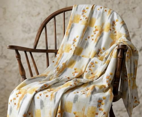 Image of FRESH FROM LOOM Designer 240 TC Cotton King Bedsheet - Perfect for Master Bedroom Elegant 100% Cotton 240 TC King Size Flat Bedsheet Set, Yellow, Size- 108x108 inch