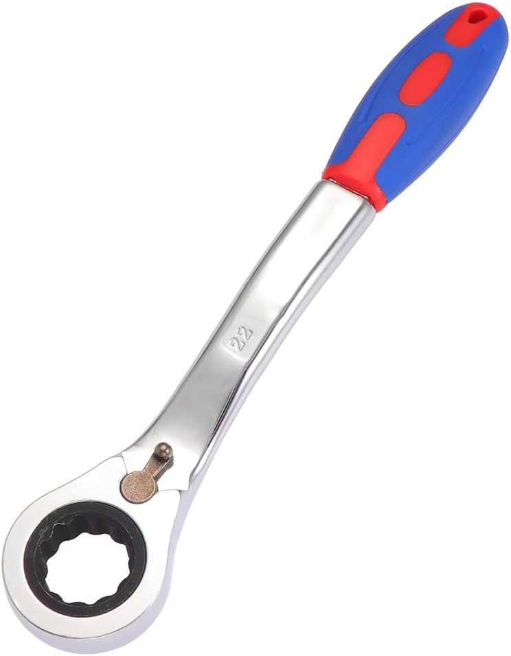 Hemobllo 22mm Reversible Ratcheting Wrench 10.03In Quick-Release Stubby Handle for Tight Spaces & Auto Repair