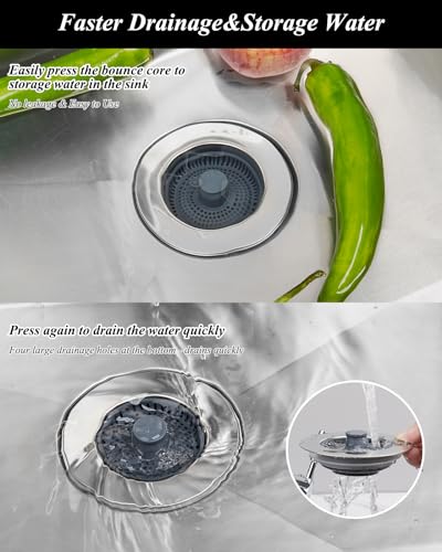 Miniatura 2 de Hibbent 3 En 1 Tapon De Fregadero Universal, Escurridor De Fregadero - Profundidad Del Fregadero 22mm