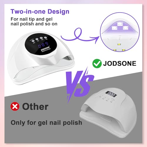 Image of JODSONE U V LED Nail Lamp,2-in-1 Design for Nail Tip and Gel Nails Polish Fast Curing with 4 Timer Smart Sensor