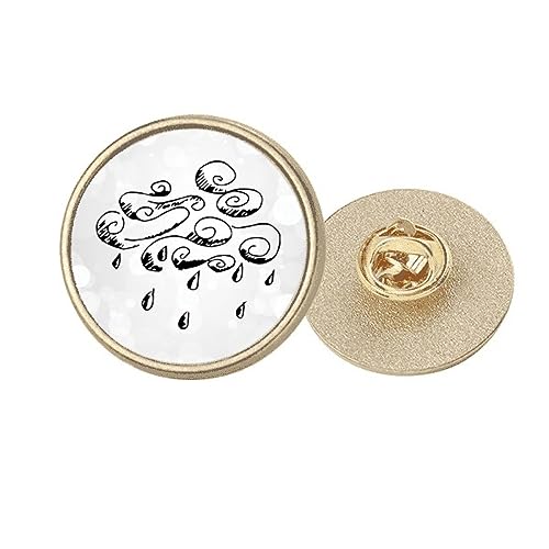 Broche de metal redondo premium Cloudy Rainy pintado a mano original