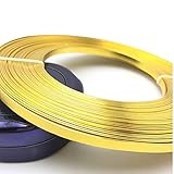 Alambre de aluminio de 4 m (5 mm x 1 mm) for joyería, manualidades y modelado. Resistente y maleable.(Gold)