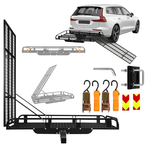 1000lbs Hitch Cargo Carrier 53"x28" with Ramp & Stabilizer