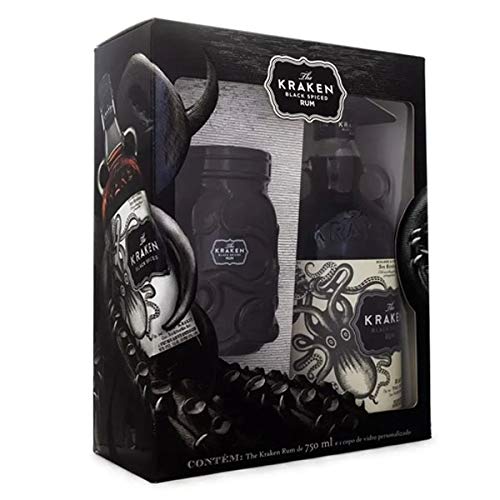 Kit Rum The Kraken Black Spiced Mason 750ml + Copo