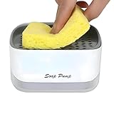 Cleaning Accessory - Modern Soap and Sponge Dispenser Combo for Kitchen Surfaces, Convenient 12.5 Ounce Capacity for Dishwashing