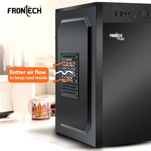 Image of FRONTECH Flint Silver Computer Cabinet | Compact PC Case for Home & Office | Silver Range | Efficient Airflow Design | Front USB 1.1 & Audio Ports | ATX /Micro-ATX Motherboard Support (FT-4277)