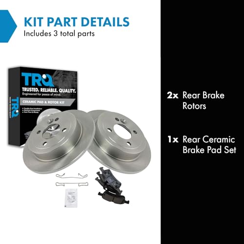 Image of TRQ Rear Brake Pad and Rotor Set Ceramic Solid Rotors